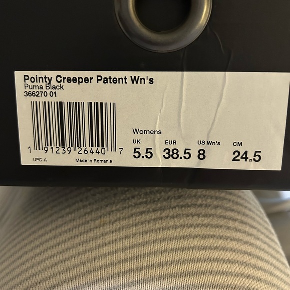 Fenty puma, pointy, creepers, black patent leather new inbox size 8 - Picture 11 of 11